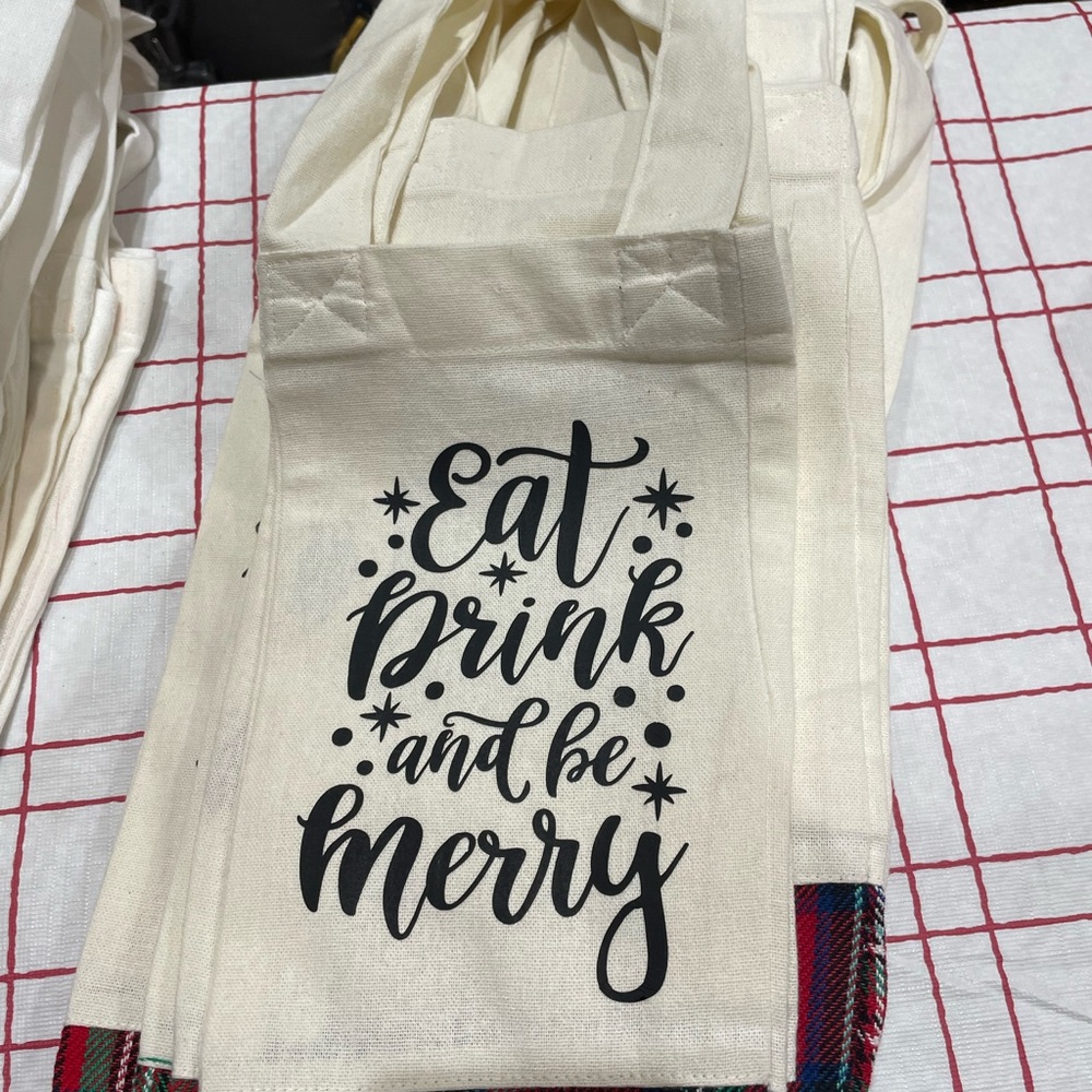 Holiday Cream Tote Bag with Festive Message